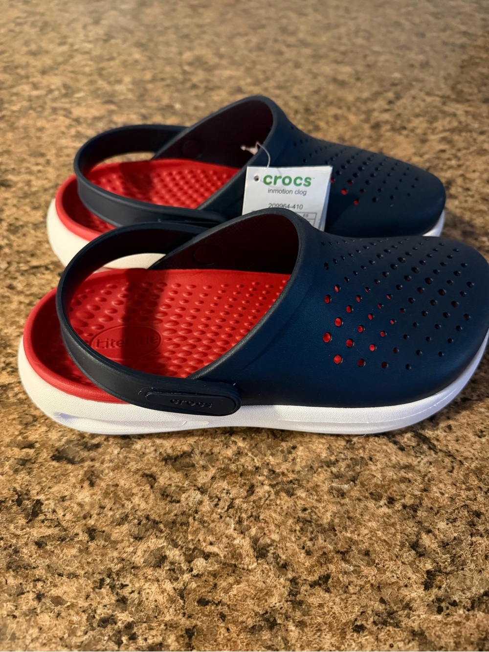 Crocs In Motion LiteRide Navy Blue Slide On Mules!!(Mens 5/Womens 7)